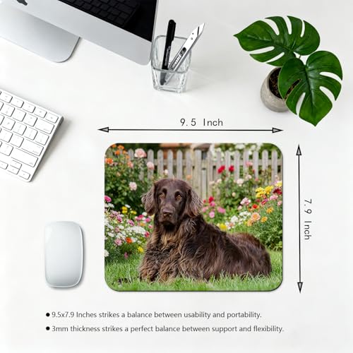 Adorable Fluffy Brown Retriever Mouse Pad, Chocolate Garden Pup Desk Mat | 9.5"x 7.9", Colorful Summer Flowers Garden Scenery, Cute Smooth & Anti-Slip Mousepad - color: Colorful Design Wknoon-Art 14