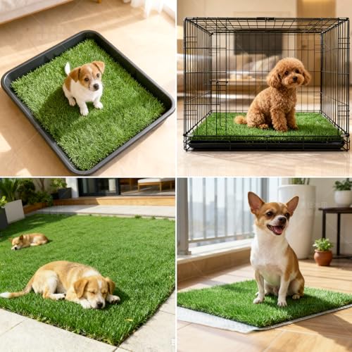 THREE ORANGES Dog Grass Pee Pads, 2 Pack 18 x 23 Inch Artificial Grass Replacement Mats for Dog Potty Trays, Soft 1.38 Inch Washable Turf with Drainage Holes, Indoor Outdoor - size: 2pack |18in*23in