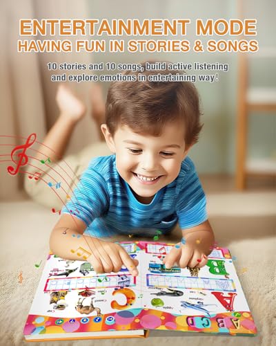 English Interactive Sound Book Alphabet Number Talking Book Toddler Kid 3-6 | Preschool ABC Educational Learning Travel Toy Sensory Autism Recharge Talking Book 600+ Audio Birthday Xmas Gift Boy Girl 3+ - style: EN-Letters and Numbers