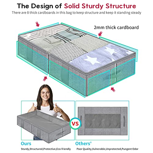 Onlyeasy Breathable Under Bed Storage Bags with 4 Reinforced Handles and Sturdy Side Wall, 2 Pack Eco-friendly Underbed Clothing Blankets Organizer with 2 Strong Zippers, Herringbone Grey, MXRUBBSS2P - color: Upgraded Firm Side Wall - Herringbone Grey