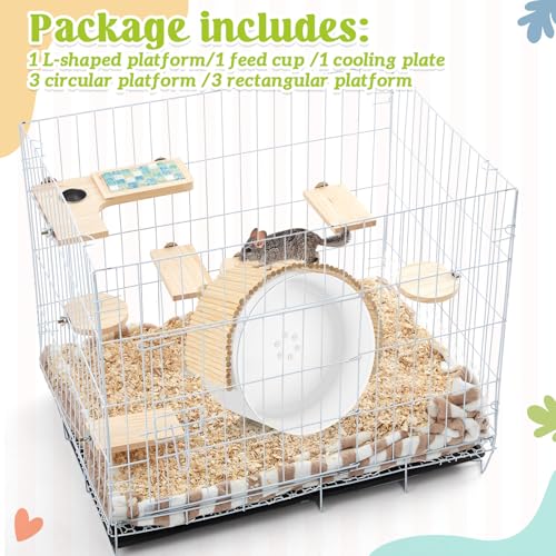 Geelin Chinchilla Running Wheel Fence, Chinchilla Natural Birch Wood Flexible Platform Toy, Climbing Toys for Guinea Pig Rabbit Hamsters Gerbils Rat and Other Small Animals Cage Accessories