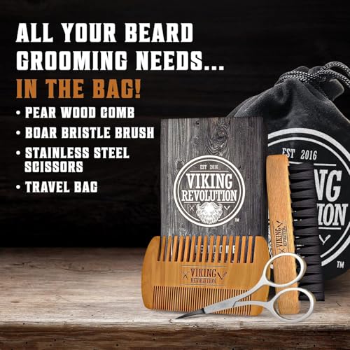 Viking Revolution Beard Brush & Wash Set - Peppermint Eucalyptus - 5 oz - style: Beard Comb & Brush w/ Wash and Conditioner