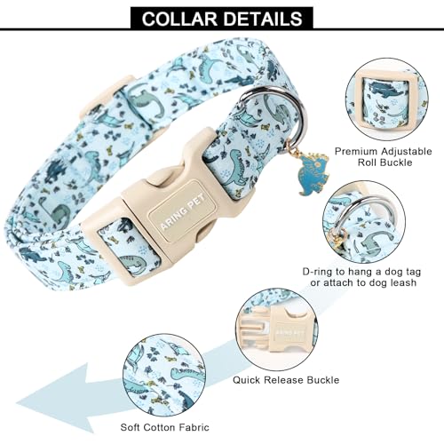 ARING PET Dinosaur Dog Collar, Blue Summer Pet Collars with Quick Release Buckle for Puppy Small Medium Large Boy Girl Dogs-XS - color: Dinosaur-Blue, size: X-Small
