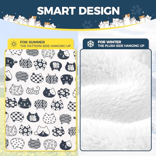 Admaison Cat Hammock for Cage Hanging Reversible 2Pack,Pet Hammock Bed Adjustable,Soft Sleeping Hammock for Cats,Ferret,Puppy,Rabbits,Small Animals (L, CAT) - size: L