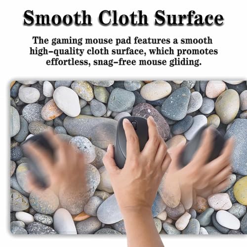 Computer Desk Pads Cobblestone Gaming Mouse Mat, Desk Mouse Pad XXL Mouse Pads, Desktop Computer Mat Non-Slip Rubber Base Waterproof with Stitched Edges, 35.4" X 15.7" Work/Game/Office/Home - color: Cobblestone