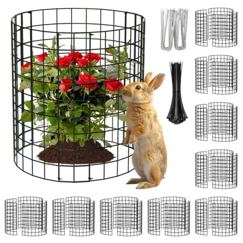 10 Packs Round Plant Protector from Animals,Metal Wire Mesh Garden Plant Cages for Outdoor Gardening Supplies, Garden Protection Rabbits Chickens Ducks for Vegetables, Flowers, Shrubs (12'' x 12'') - size: 12'' x 12''