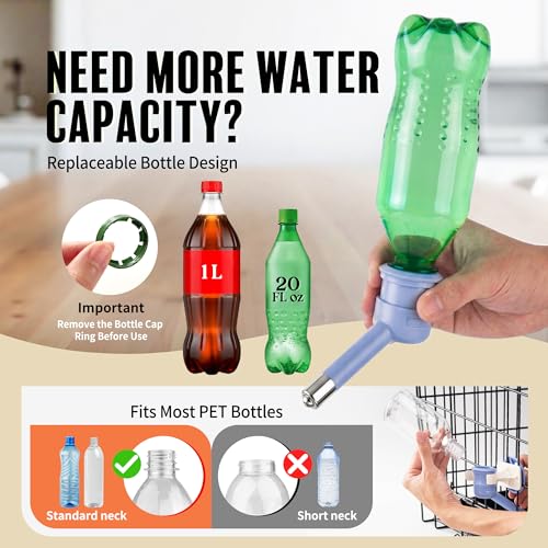 Choco Nose Patented No-Drip Dog Water Bottle/Feeder for Dogs/Cats and Other Small-Medium Sized Animals - for Cages, Crates or Wall Mount. 10.2 Oz. Mess Free Leak-Proof Nozzle 16mm, Blue (C590) - color: C590 Blue