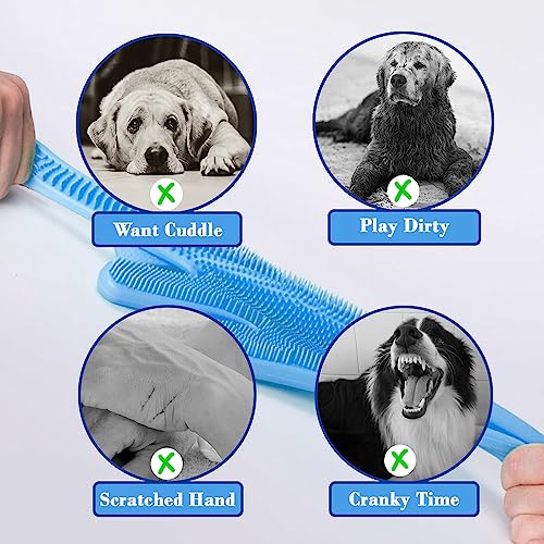 Pet Grooming Gloves Pet Hair Remover Cat, Dog Washing Gloves Silicone Heat Resistant Cleaning Gloves with High-Density Teeth Grooming Gloves for Dogs, Cats, Horses, Rabbits (2 Pairs - Blue) - color: 2 Pairs - Blue