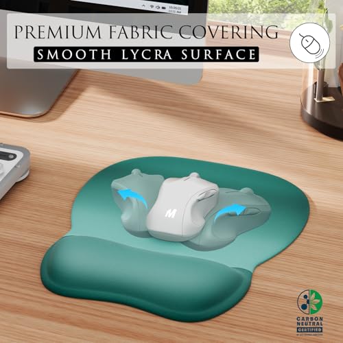 MROCO Ergonomic Mouse Pad with Gel Wrist Rest, 9.4 x 8.1 in, Green Gradient | Ergonomic Shape Design, Multiple Pattern Options, Gel Wrist Comfort, Smooth Lycra Surface, Non-Slip PU Base - color: Green Gradient