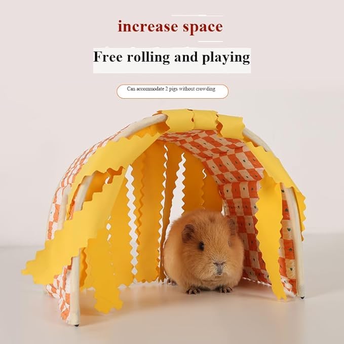 Small Pet Tunnel Hideout with Tassel & Peek Hole, Collapsible Guinea Pig Hideaway House, Breathable Summer Nest for Hamster, Chinchilla, Ferret, Rat, Small Animal Cage Accessories (S) - size: S（7.9"L x 9.8"W x 8.3"H）