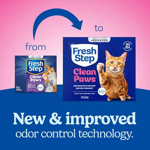 Fresh Step Advanced Clean Paws Multi Cat Clumping Litter with Febreze Freshness, Low Tracking, 18.5 lb. Box, Pack of 2 | Low Tracking Granules for Less Mess, Scented with Febreze Freshness, Low Dust, Compatible with Most Auto Litter Boxes