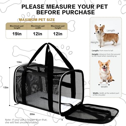 Cat Carrier, Soft-Sided Pet Carrier Bag, Breathable Mesh, Black (White, 20 * 13 * 13) - color: white, size: 20.0"L x 13.0"W x 13.0"H