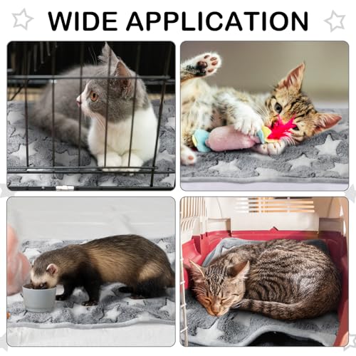 Tudomro 8 Pcs Absorbent Guinea Pig Blankets Washable Small Animal Fleece Bedding Cage Liners Reusable Pet Sleep Mat Pad Cover for Ferret Chinchilla Furniture Protection(Grey Star,16 x 24 Inch) - size: 16 x 24 Inch