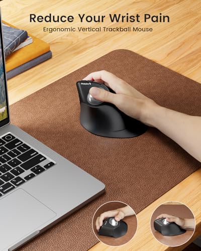 ProtoArc EM05 NL Wireless Vertical Trackball Mouse, 5 DPI Levels, Silver | 62° Vertical Design Supports a Natural Wrist Posture, Connect 3 Devices Via Bluetooth/2.4G USB-A, 500mAh Rechargeable Battery - color: Silver