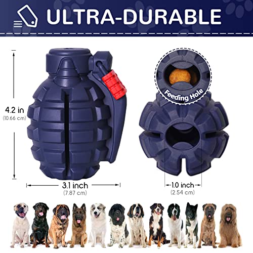Dog Toys for Aggressive Chewers Large Breed, Fun to Chew (Blue) | German Shepherd, Indestructible Interactive Treat Dog Toys for Large Medium Breeds, Food Grade&Tough Rubber, Chase and Fetch - color: Blue