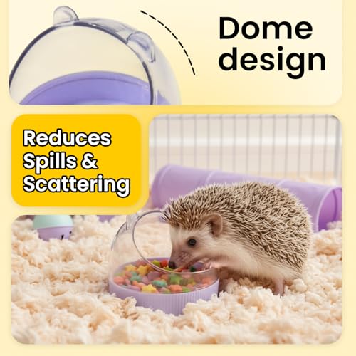 Cute Hamster Food Bowl Brown, Spill Resistant Dome Pet Feeding Dish for Small Animals, Easy Clean Durable Bowl (Purple) - color: Purple