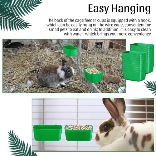 Zhehao 20 Pcs Bird Cage Cups Chicken Feeder Waterer Cups 18 oz Pigeon Feeder Plastic Poultry Wire Cage Hanging Chicken Water Bowl for Pet Bunny Poultry(Green) - color: Green