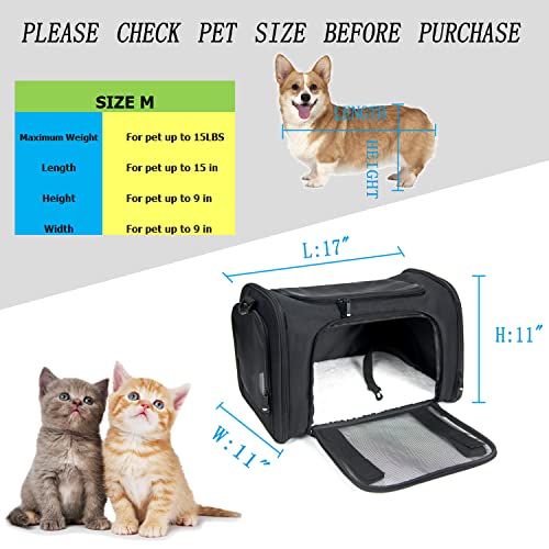 Soft Sided Carrier for Small Medium Cats Dogs,TSA Airline Approved Collapsible Travel Pet Carrier Medium Black - color: Black, size: Medium