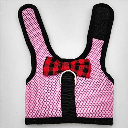 Rabbit Harness with Leash Adjustable Soft Mesh Vest Harness for Bunny Kitten Guinea Pig Rat (S, Pink) - color: Pink, size: S