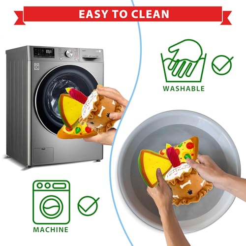 Dog Birthday Toys Set 3 Pack Cake Sandwich Pizza Plush Squeaky | Happy Barkday Gift for Small Medium Large Dogs Cuddle Interactive Chew Soft Stuffed Puppy Christmas gift with Crinkle - style: Cake Shape