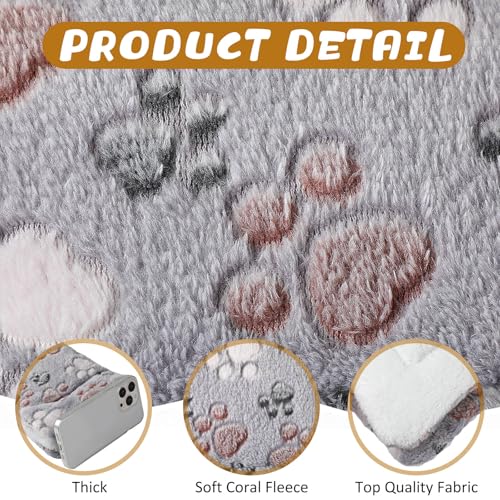 4 Pack Ultra Soft Dog Cat Bed Mat Small Animal Guinea Pig Bed with Cute Print Reversible Fleece Dog Crate Kennel Pad Cozy Washable Thickened Hamster Pet Beds Mat(21 x14 Inches,Light Gray) - color: Light Gray, size: 21 x 14 Inches