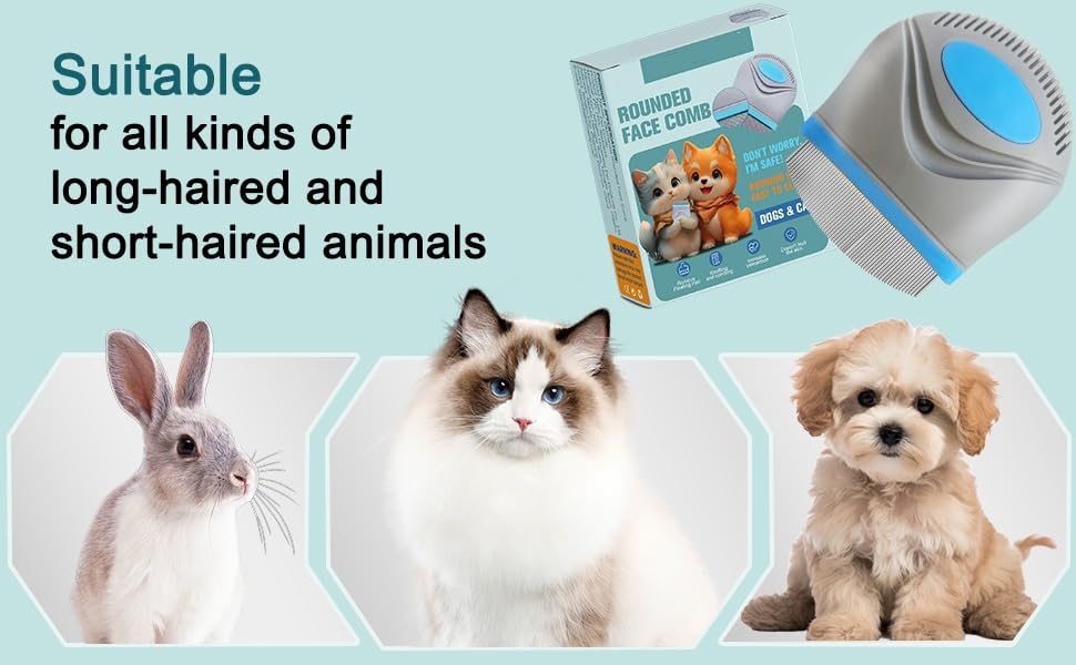 PET Facial Grooming Comb，Stress-free Tear Stain Remover for Dogs & Cats | Stainless Steel Tear Stain Remover，Gentle Round-Head Grooming Tool，Cat Grooming Kit，Lightweight & Portable Pet Grooming Brush