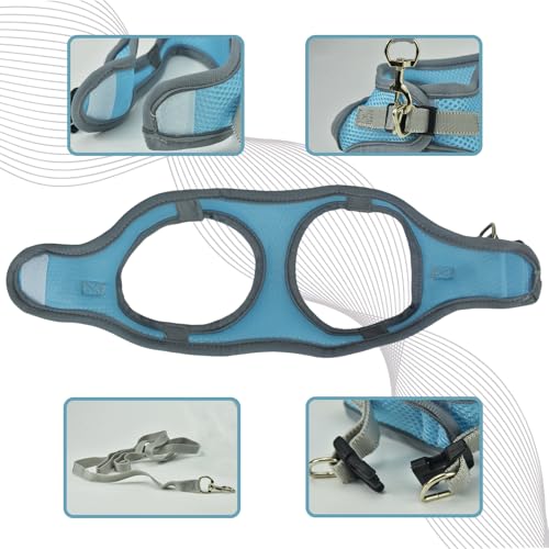 Cat Dog Vest Harnesses Leash Light Escape Proof Kitten Walking Jacket | Soft Small Medium Dog Breathable Mesh Step-in Vest,Easy Adjustable Fit, Reflective Strips,for Puppies Rabbits-M - size: M