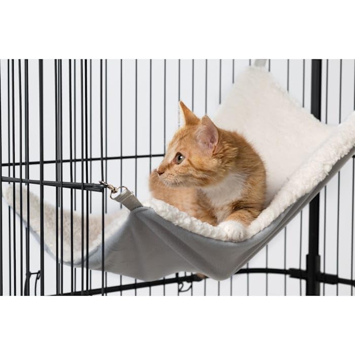 Prevue Pet Products Replacement Hammock - Cat Accessories for Cages, Hanging Bed, Soft & Comfortable with Metal Clips for Hanging, for Guinea Pigs, Rats, Ferrets, Chinchillas, & Small Animals - Gray