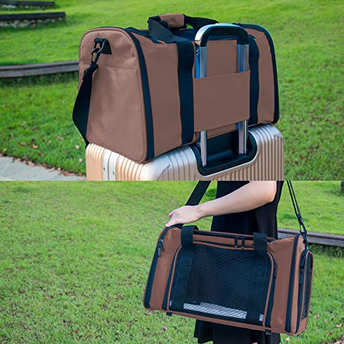 Soft Sided Carrier for Small Medium Cats Dogs,Removable Pad Collapsible Travel Pet Carrier Large Brown - color: Brown, size: 20.0"L x 13.0"W x 13.0"H