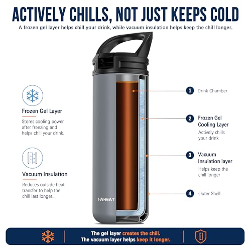 14oz Fast Chill Cup Thermos Bottle, Chills Room-Temperature Drinks to 32°F in 10 Minutes, Stays Below 41°F for 6 Hours, No Ice Needed, Insulated Bottle, No Watered-Down Taste(Gray) - color: Gray