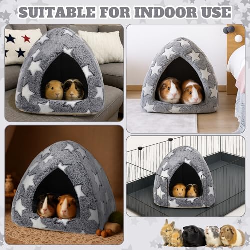Guinea Pig Hideout Bed Self Warming Pet Mat Cozy Chinchilla Rabbit House Cave Accessories for Bunny Small Animal Hideout Bed with Star Pattern Hedgehog Ferret Soft Guinea Pig House - size: 10 x 10 Inch
