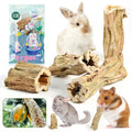 Abizoo Rabbit chew Toys for Bunnies,4 Pcs Natural Papaya Wood Chew Sticks Bunny Chews for Teeth Chinchilla Guinea Pig Hamster Gerbil Degu Small Animals to Keep Busy Molar Treats Toys - size: M