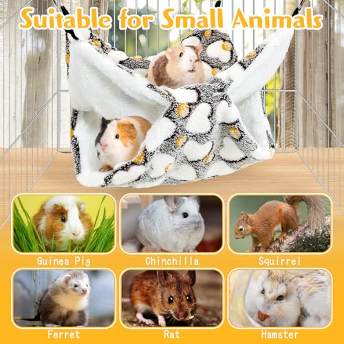 PINVNBY 2 Pack Rat Hammock Set Soft Ferret Hideout Bed Hanging Hamster Tunnel Cave Small Animal Cage Accessories Toy for Guinea Pig Chinchilla Squirrel Sugar Glider (Gray)