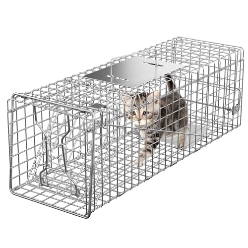 24" x 7.5" x 8" Small Live Animal Trap Steel Cage Catch and Release One Door Humane Rodent Cage Trap for Little Rabbits/Stray Cats/Squirrel/Skunk/Mink/Opossum Outdoor Animals - style: 24" X 8" X 7.5"