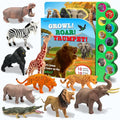 iGRATENS Safari Animals Figures Toys with Sound Books, 10PCS Realistic Jungle Animals Figures & Safari Animals Book with 10 Buttons, Zoo Animal Toys, Learning Toy for 3+ Year Old Boys, Girls, Kids - style: Safari Animals