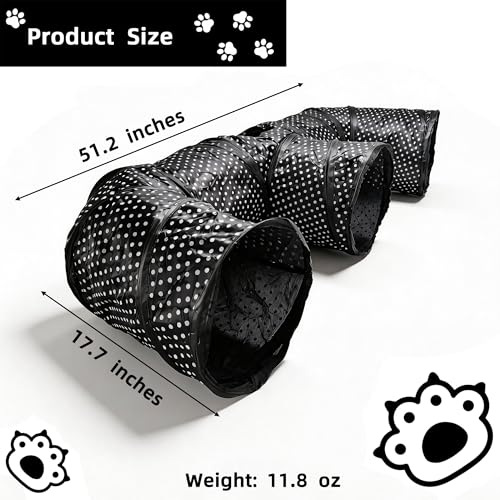 E-Shaped Cat Tunnel, 3-Way Interactive Triple Tube Toy for Indoor Cats, Collapsible Pet Play Maze with Peek-a-Boo Holes, Durable Hideout for Kittens, Puppies, Bunnies & Small Animals (E) - size: E