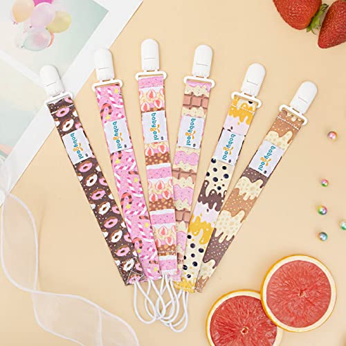 babygoal Pacifier Clips, 6 Pack Binky Paci Holder Leashes Fits for Most Baby Pacifiers and Binkies - color: chocolate,cake