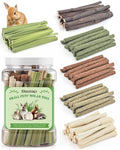 Bissap 54 PCS Rabbit Chew Sticks, Mix Natural Sweet Bamboo Timothy Hay Oat Carrot Chew Stick Apple Branch Bunny Chews for Rabbit Hamster Chinchilla Guinea Pig Small Pet Molar Treats - size: 0.3 Ounce (Pack of 54)