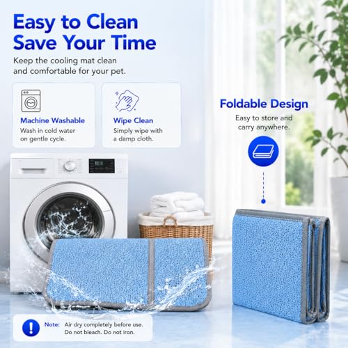Pet Cooling Mat ，28x18 in Suitable for Medium-Sized Dogs | Newly upgraded weaving structure，Polymer ice sensitive material，The ice sensation is twice as strong - size: 28x18 in