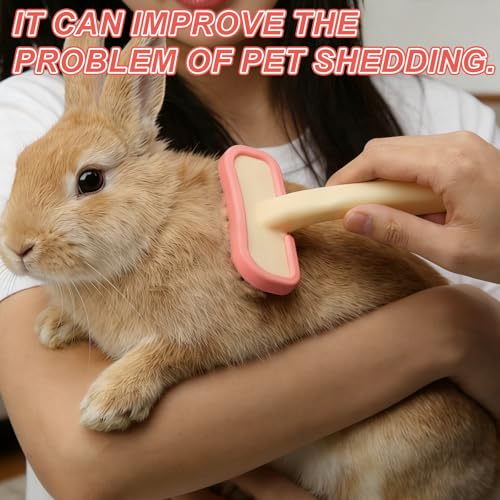 2Pcs Rabbit Brush Soft Bunny Grooming, Soft Silicone Small Animal Massage Comb, Practical Brush Bunny Grooming Kit Supplies Suitable for Cats Puppies & Other Pets - color: 2pc/pink
