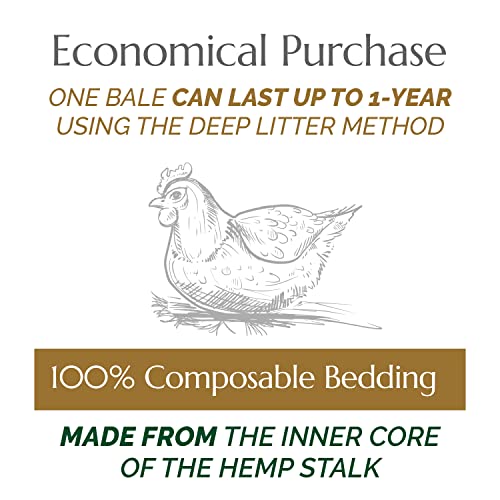 AubiChick High Grade French Hemp Bedding, 44lb (400L) Jumbo Bulk Bag for Chickens, Ultra Absorbent, Designed for Chicken Coop Bedding and Comfort of Birds, Poultry, Hairless Pets, Easy Manure Removal