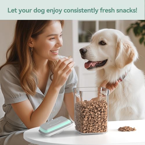Dog-Cat POP Treat-Airtight jar-Container - 1.3 Qt/1.2 L and 2.2 Qt/2 L (2PC) | Stackable One-Touch Opening | For Snacks Candy Salt Herbs Spices | BPA-Free - color: AS 1.3Qt+2.2Qt