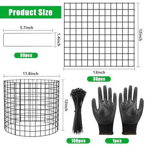10 Pack Plant Protectors from Animals, 13x12 Plant Cages for Outdoor Plants | Wire Plant Protector, Thick Metal, Non-deformable, Free-Cut, Cap-less Design, Plant Protection Cage to Keep Animals Out - size: 10 PACK-13x12inch