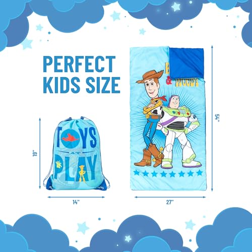 Jay Franco Disney Toy Story Slumber Sack - Cozy & Warm Kids Lightweight Slumber Bag - Featuring Woody and Buzz Lightyear (Official Disney Pixar Product) - color: Blue - Toy Story