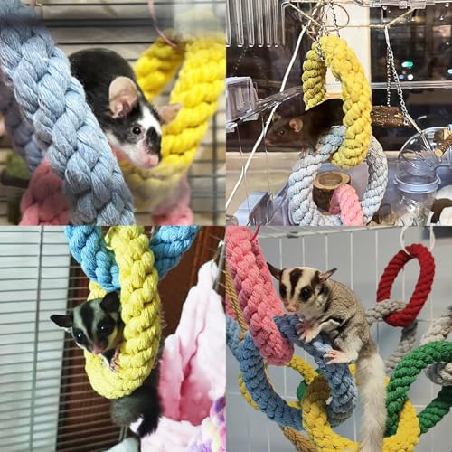 Sugar Glider Climbing Rope Toys Rat Cage Hanging Toys Small Animal Climbing Rings Cage Accessories for Flying Squirrel Sugar Glider Hamster Parrots - size: 3 Pcs