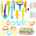 Kleeblatt Dough Tools Set for Kids - 31 Pcs Playdough Kit | 12 animal molds, 9 Basic Dough Tools, 9 Double-Headed Clay Carving Tools, 1 Cleaning Brush, Exquisite Box - color: KT-DoughTools-2