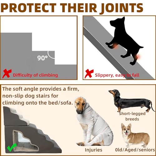 dog stairs for small dogs to 30 inches high beds, 6 step dog ramp stair for 18-36 inches couch-bed,pet stairs for small old meduim large dogs cats,Non-Slip balanced 6 tiers ladder,75 pounds Studry 33D