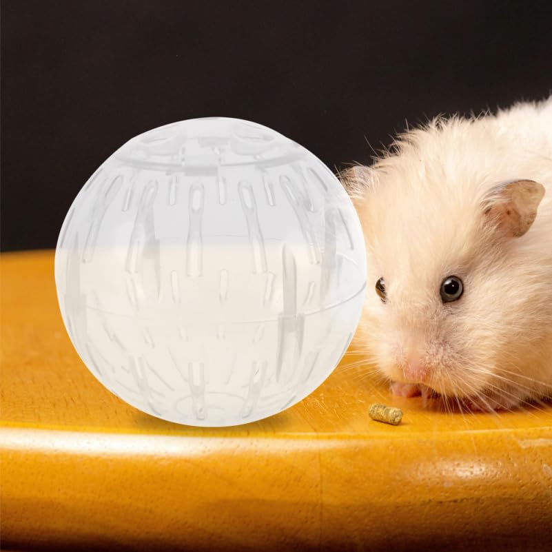 POPETPOP 4 Inch Hamster Running Ball Toy Transparent Small Pet Exercise Ball Safe Rolling Wheel for Hamsters Gerbils Chinchillas - color: White