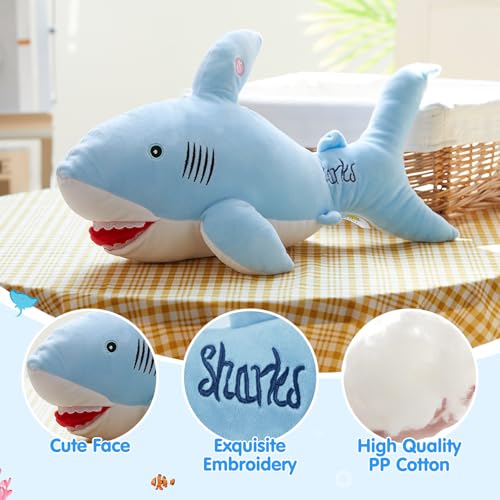 BSTAOFY 20'' LED Shark Soft Plush Toy Night Light Up Stuffed Animal Ocean Life Luminous Glow in the Dark Bedtime Companion Gifts for Kids Friends Birthday Valentines Christmas Festivals, Blue - color: Blue Shark