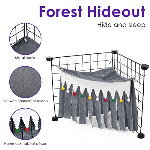 Linkidea Cage Corner Hideout, Pets Forest Corner Hideout for Guinea Pigs, Rabbits, Ferrets, Chinchillas, Gerbils, Hedgehogs, Small Animals Habitat Décor (Gray)